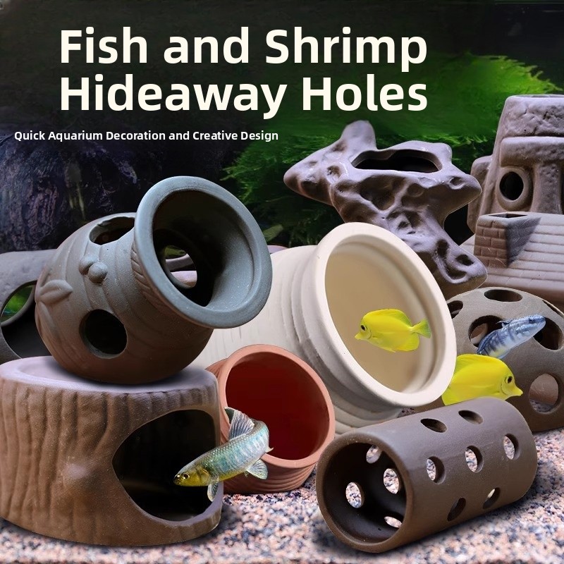 Aquarium Fish Reproduction - Clay Tank with Hiding Hole for