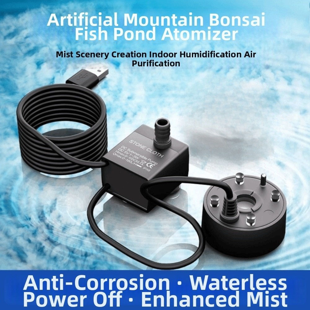 Aquarium Fish Accessories - 2-IN-1 Mist Maker Colorful LED Lights