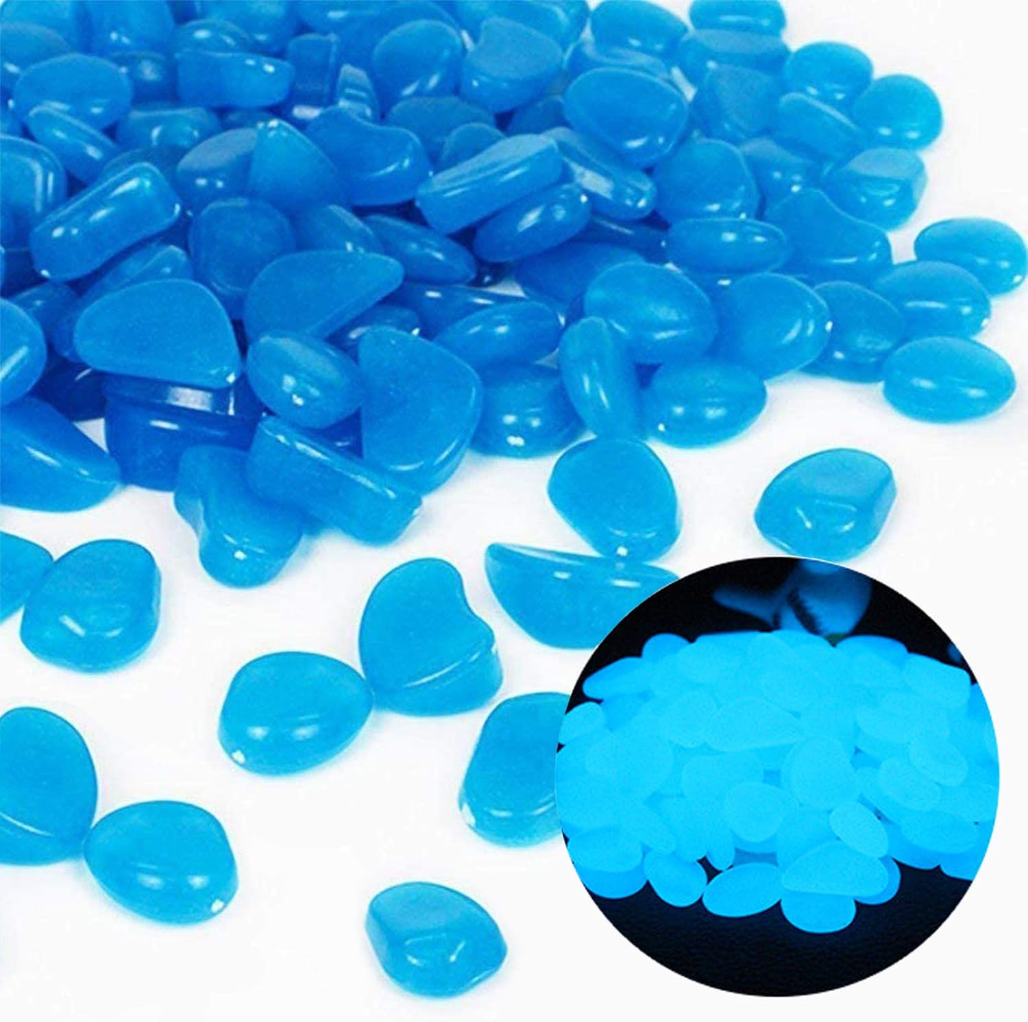 Aquarium Fish Pot - Fish Tank Rocks Glow Blue Pebbles