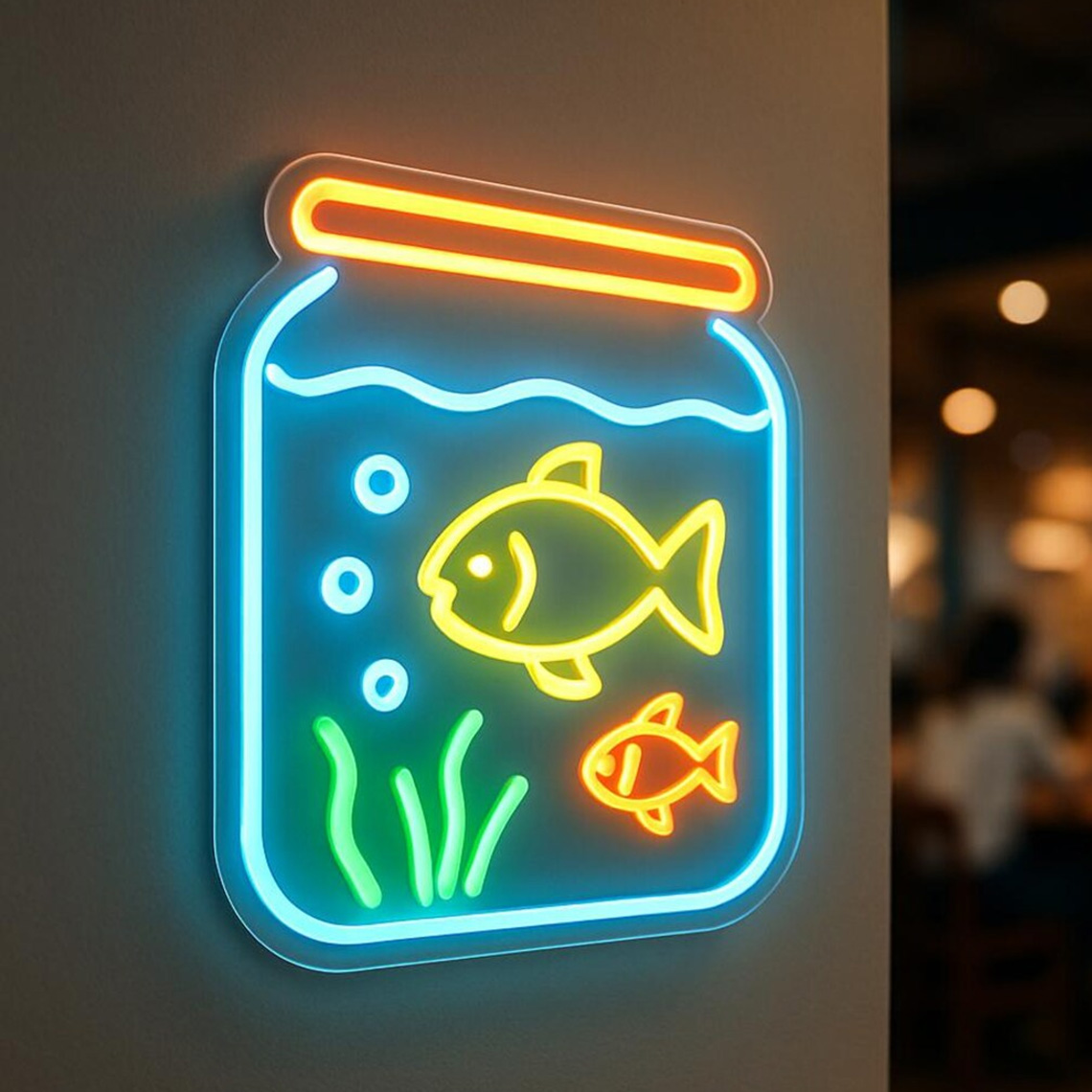 Aquarium Neon Sign Fish in the - Aquarium Fish Restaurant ulasan dan harga