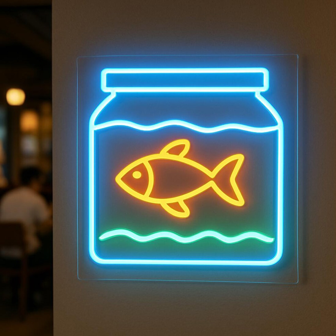 Aquarium Neon Sign Fish in the - Aquarium Fish Restaurant ulasan dan harga