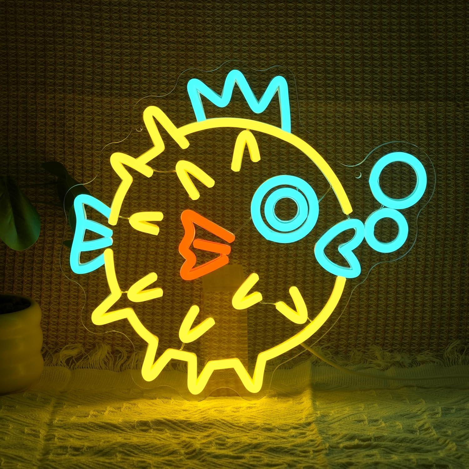 Puffer Fish Neon Sign Dimmable - Aquarium Fish Restaurant ulasan dan harga
