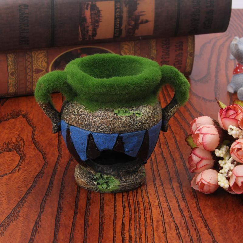 1pc Resin Vase with Moss Aquar - Aquarium Fish Games ulasan dan harga