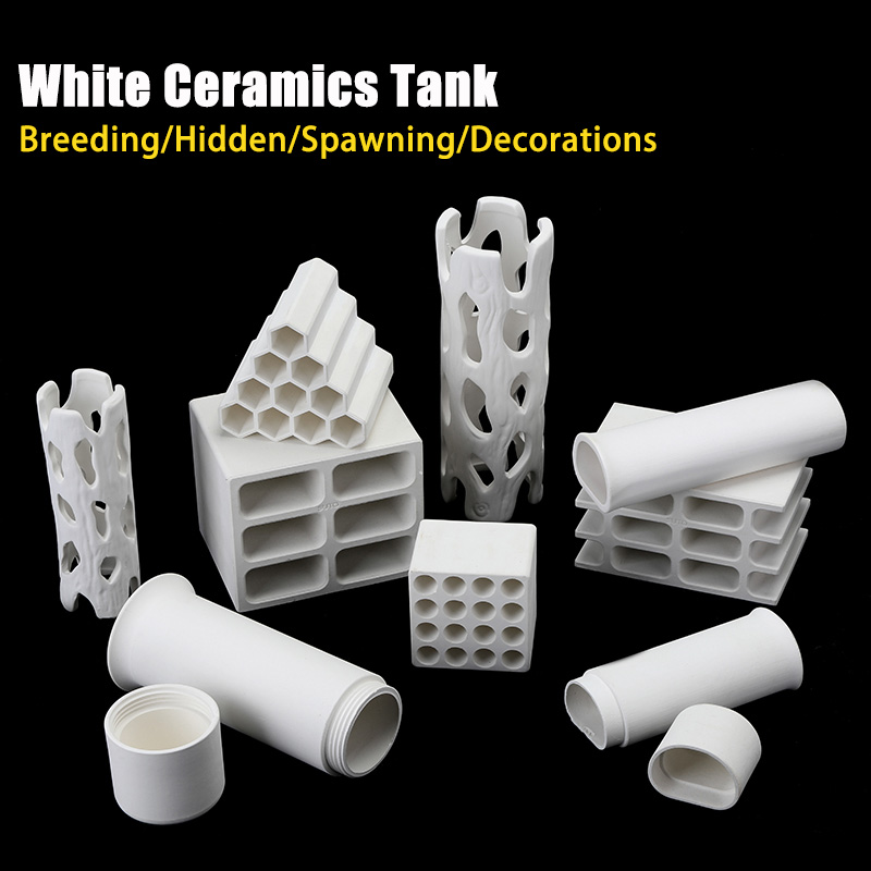 White Ceramics Tank Aquarium F - Aquarium Fish Pot ulasan dan harga