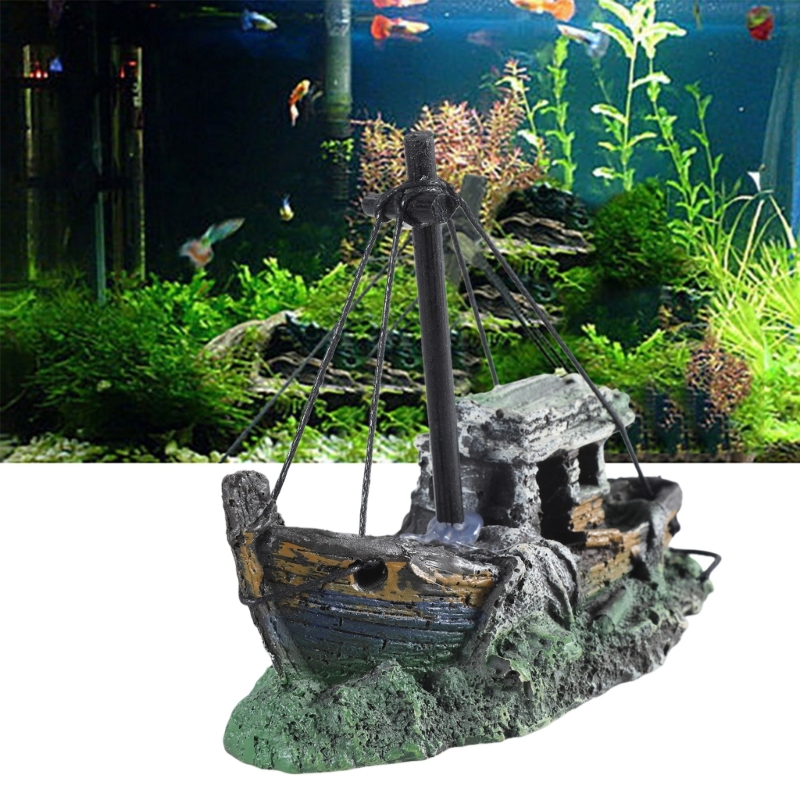 Aquarium Sunken Ship Decoratio - Aquarium Fish Games ulasan dan harga