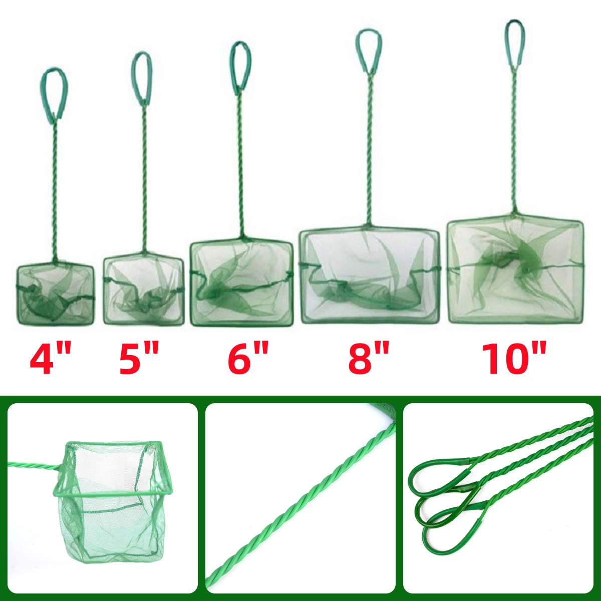 3~10 Inch Portable Nylon Green - Fish Net Handle ulasan dan harga