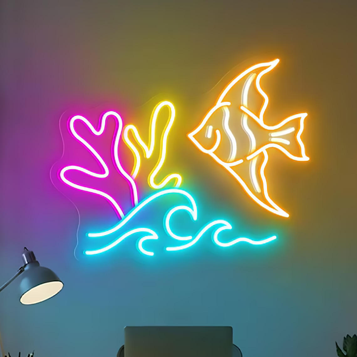 Fish Neon Sign Sea Animal Neon - Aquarium Fish Restaurant ulasan dan harga