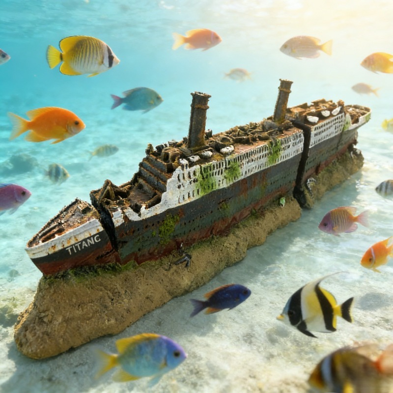 Titanic Wreck Fish Tank Decora - Aquarium Fish Games ulasan dan harga